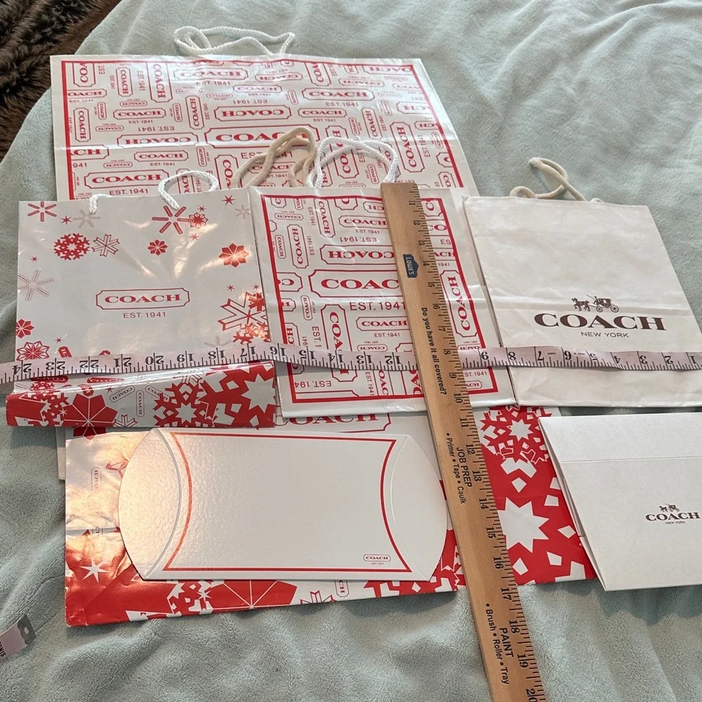 Bundle of 8 Coach Red & White Gift Bag Collection
